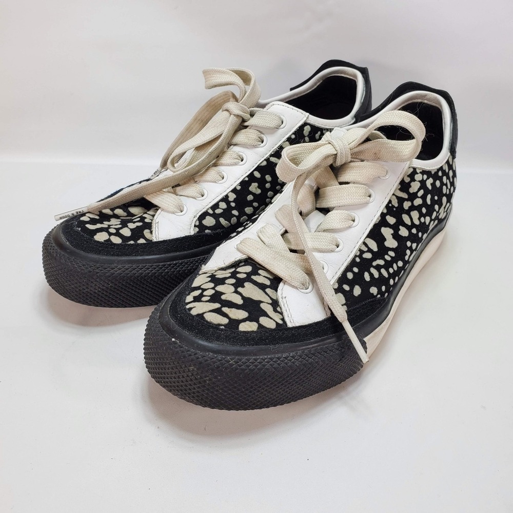 Rag & Bone RB Army Leather Low Top Sneakers Black White Size EU 37 US 7 $275